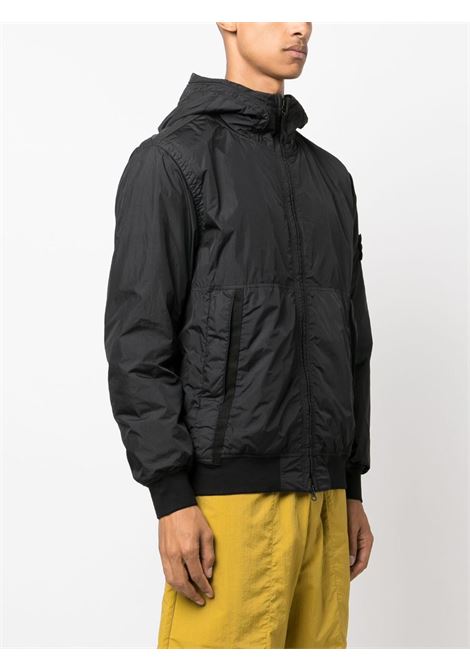 giacca nylon nera con zip e cappuccio classico STONE ISLAND | 791540823V0029